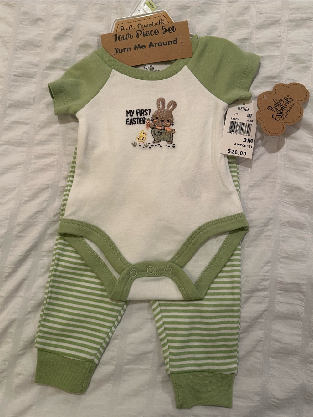 4 piece Set - 3 Month My First Easter Onesie Pants Hat & Socks NWT